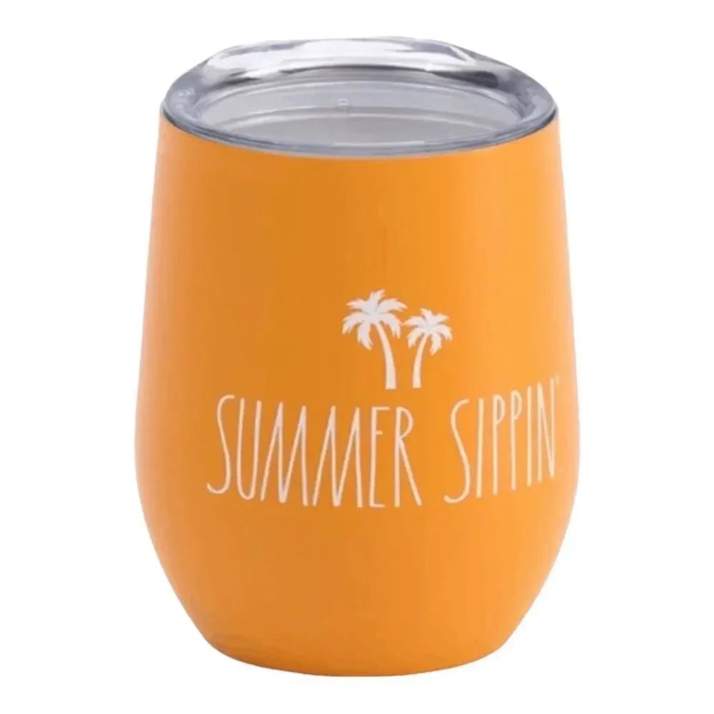 RAE DUNN Stainless Steel Summer Sippin Stemless Wine Glass Tumbler